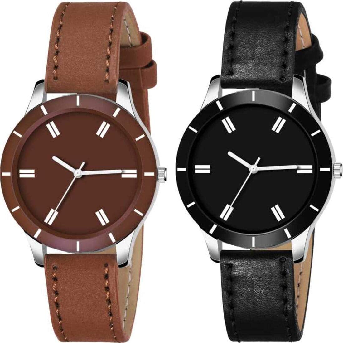 Shivark Leather Strap Watch Analogue Watch Combo for Girls and Womens Black and Brown Dial (Combo Set of 2) (B08WHD9XXY) Amazon Price History, Amazon Price Tracker
