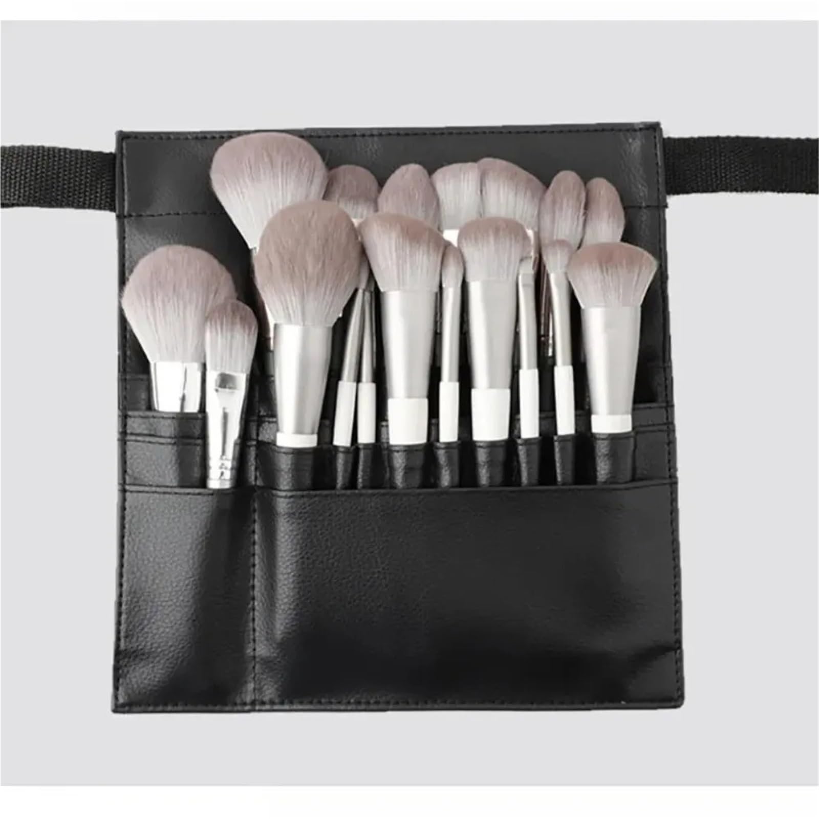 Sac Banane Maquillage Sac de Taille cosmétique Portable en Cuir PU, Brosse Maquillage Multi-Poches, Rangement d'outils durables et imperméables