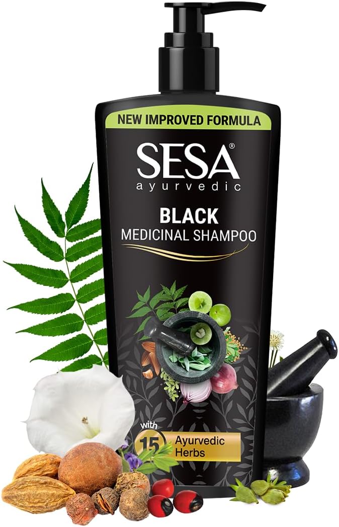 SESA Ayurvedic Medicinal Shampoo Hairfall Control Anti Dandruff Shampoo Infused with 17 Ayurvedic Herbs Smooth & Shiny Hair For Men & Women - 500 ml or 16.90 oz