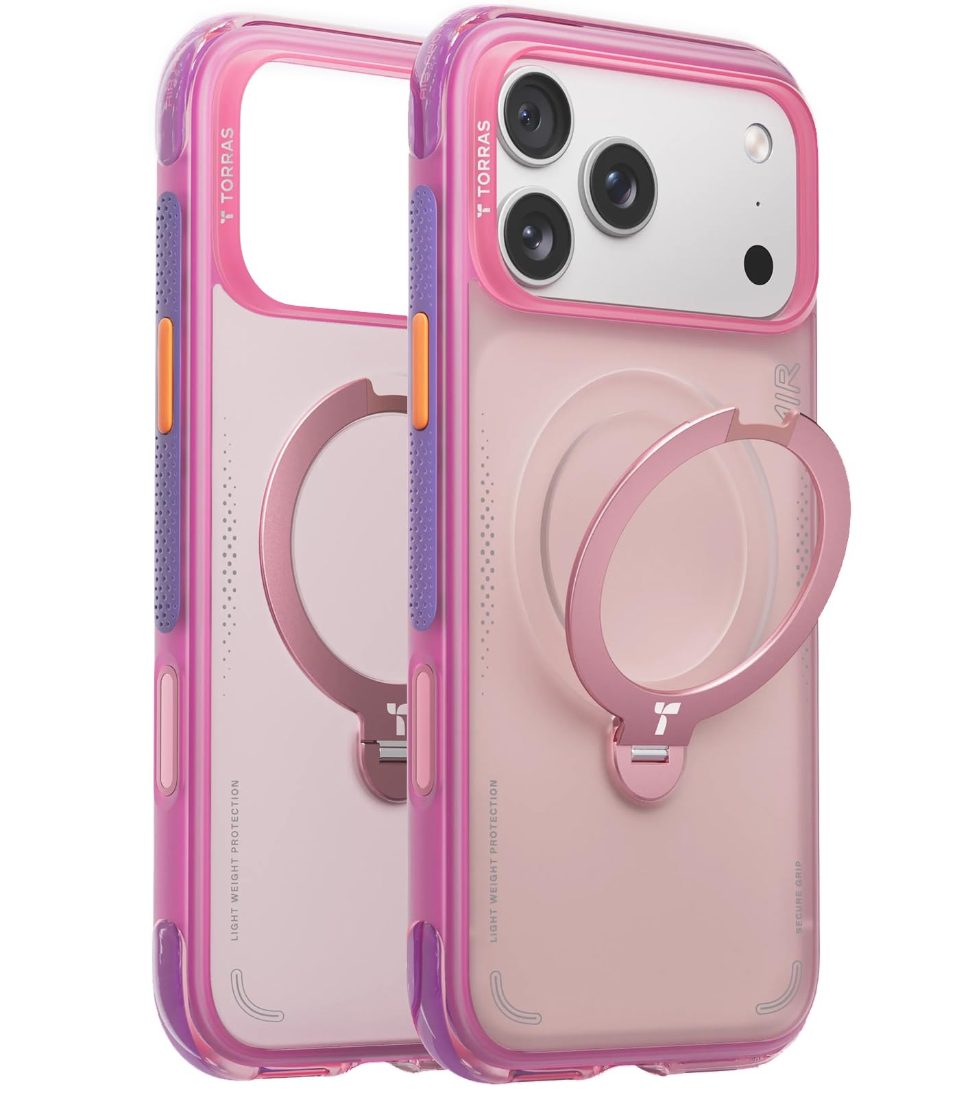Photo 1 of TORRAS Ostand Q3 Air for iPhone 17 Pro Max Case with 360 Magnetic Stand, Fit for MagSafe, Mil-Grade Drop Tested, Camera Control Button, Shockproof Phone Case for iPhone 17 Pro Max 6.9", Neon Pink