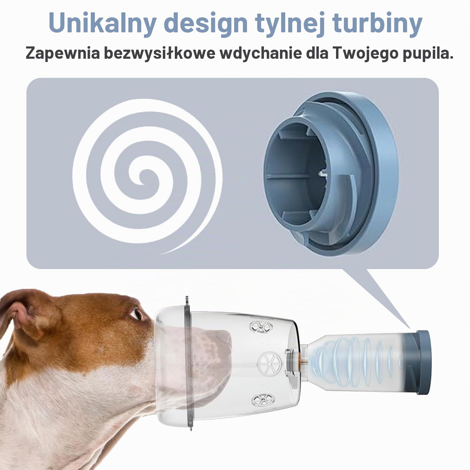 Inhalator dystansowy dla dużych psów, komora aerozolowa dla zwierząt z silikonową maską dużych psów, do pierwszej pomocy w domu lub na zewnątrz (L)