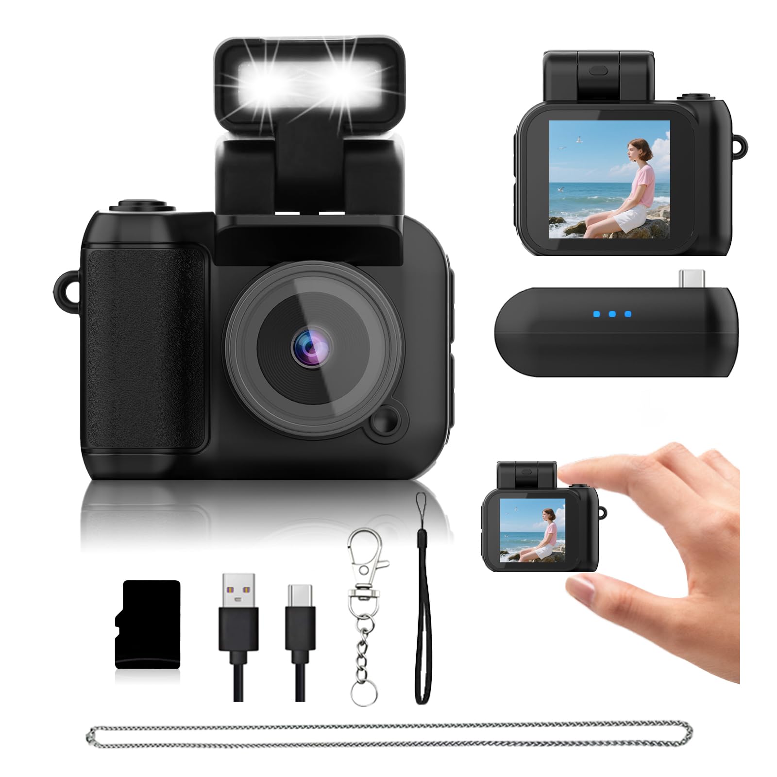 Mini Camera Keychain, Mini Retro Digital Camera, Action Cameras, Built-in 32GB Memory Card, Best Choice for Travel, Vlog Photography, Gift Giving-image-33