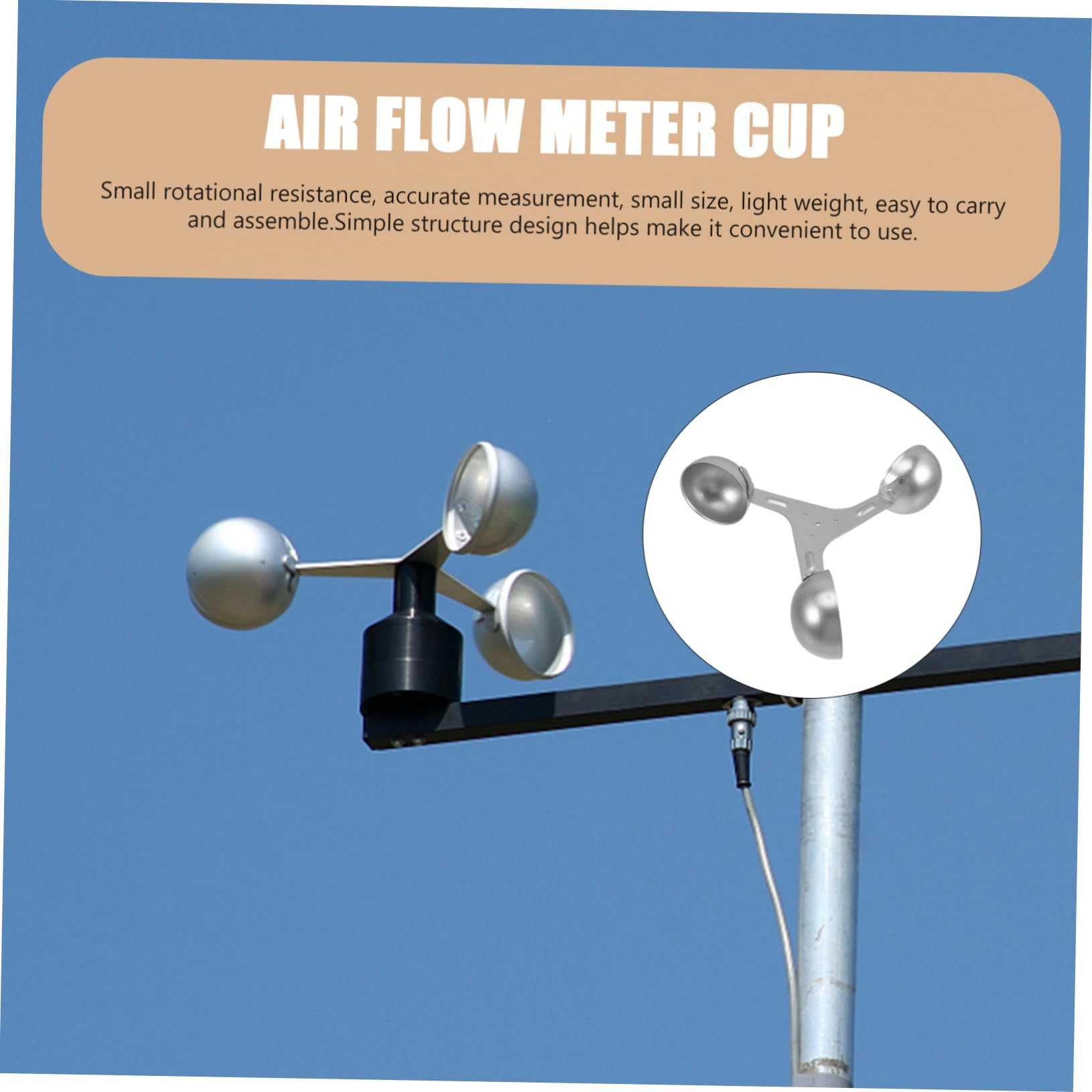 HANABASS 2stücke Windgeschwindigkeitsmessgerät Cup Anemometer Sensor Für Präzise Luftstrommessung Für Wetterstationen Und Navigation Leicht Und Tragbar