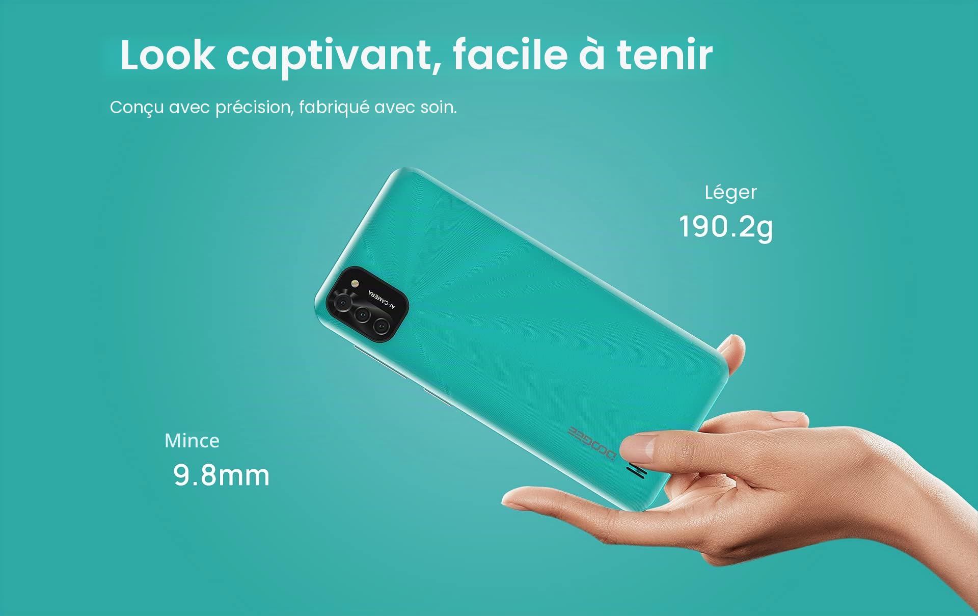 DOOGEE Smartphone Pas Cher, X93 Telephone Portable 6.1" HD+, 4350mAh 8MP+5MP Caméra, 16Go + 2 Go(SD 256Go), Android 10 Go, Double SIM 3G/GPS/WiFi Téléphone Pas Cher-Noir