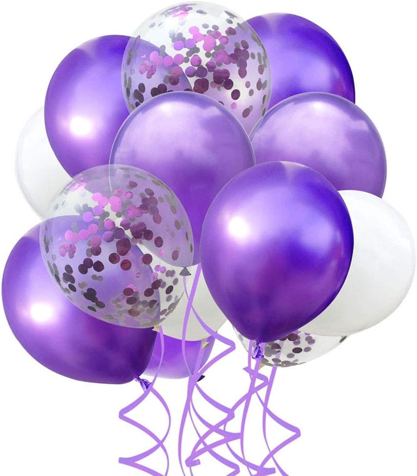Usee 30pcs Latex Balloons Set Confetti Balloons for Birthday Wedding Party Decorations (Purple