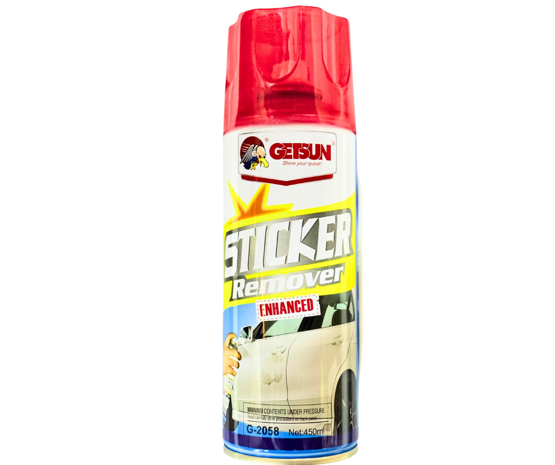Getsun Sticker Remover Spray (450ml) - Plastic Bottle, Solvent, Glass, Metal, Plastic, Wood Compatible