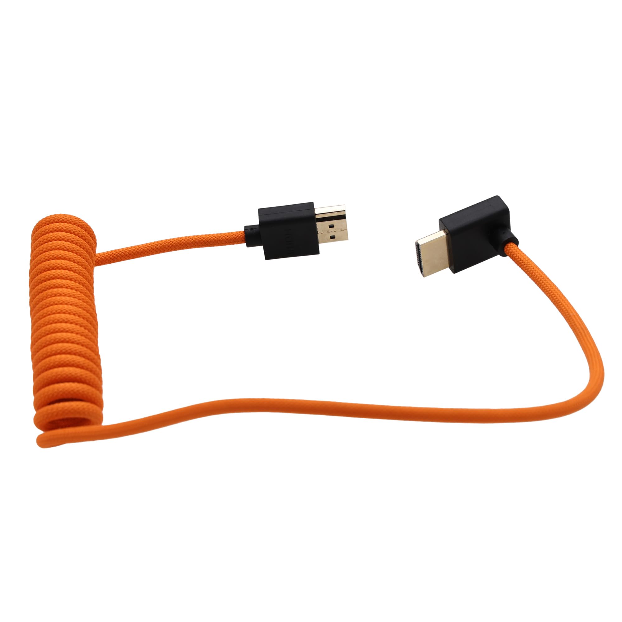 8K 4K High Speed ProRes Raw HDMI Cable for ATOMOS Ninja V Shinobi Ultra, Sony FX2 FX30, Canon C70 R1, S5ii G9 Z9 Camera Monitor Gimbal FEELWORLD Portkeys SmallHD, Up Angled, 50cm Spiral