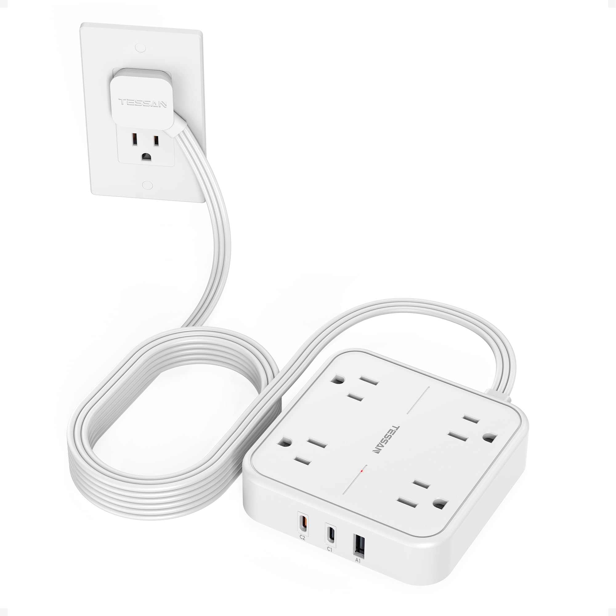 TESSAN Surge Protector Flat Extension Cord 5 Ft, Ring Plug Power Strip — Amazon image 17