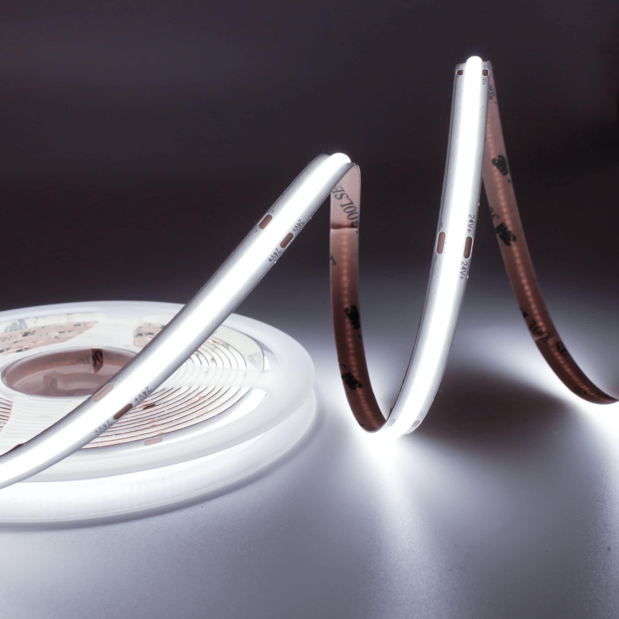 COB LED Strip Lights, Uniform DC24V LED Strip, 8mm Wide, CRI 90+, Dotless LED Tape for Room Decoration (No Power Supply), 5M, Cool White