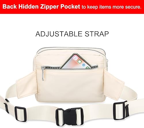 Miniatura 5 de Lindas Riñoneras Grandes para Mujer Bolso de Cintura Cruzado de Nylon Riñonera de Moda para Mujer Riñonera de Diseño para Entrenamiento, Senderismo,