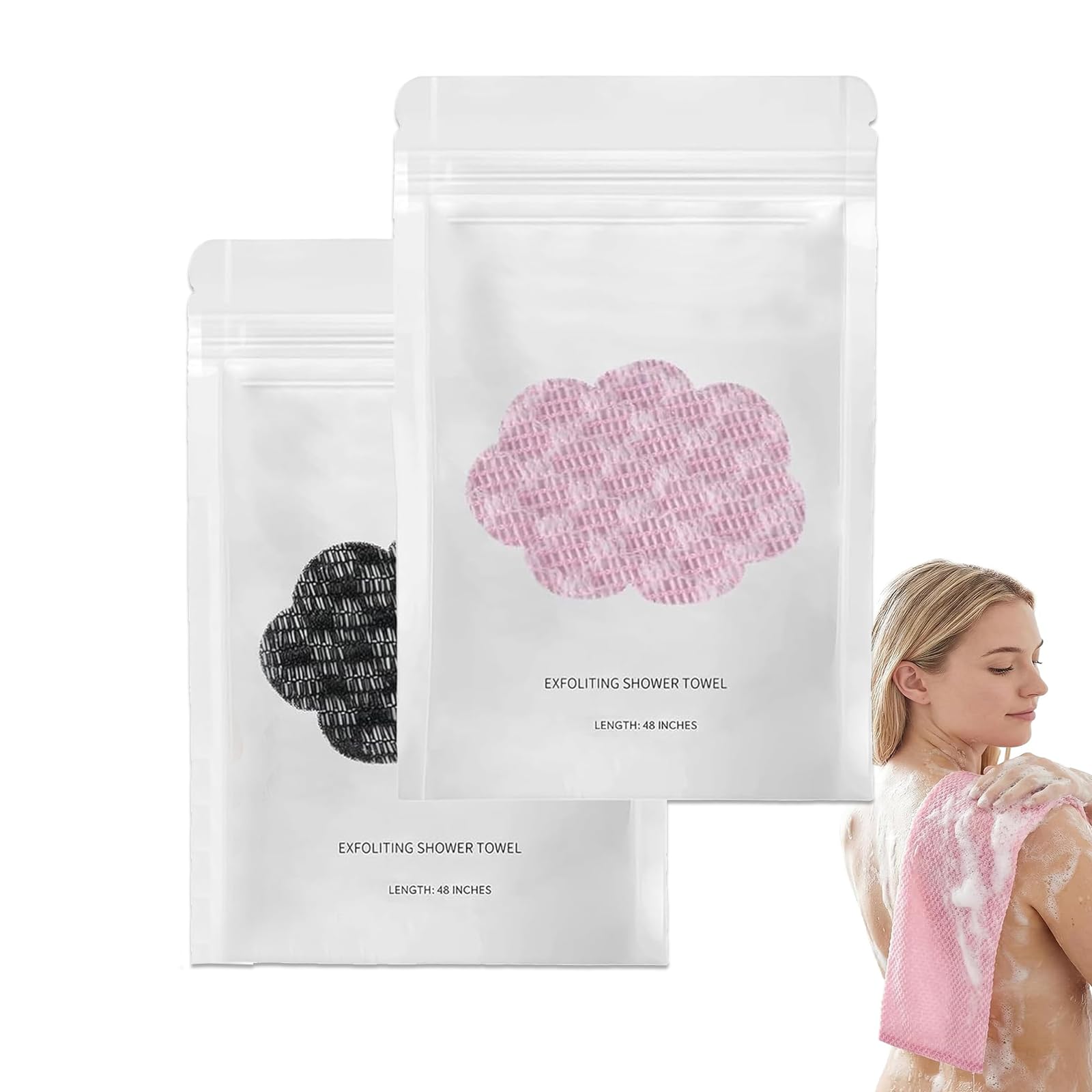Peeling Duschtuch, 120 x 28 cm Extra Lang Antibakteriell, Exfoliating Antibacterial Shower Towel, Doppelseitiges Badezubehör, Afrikanische Netz Schwamm für Männer und Frauen