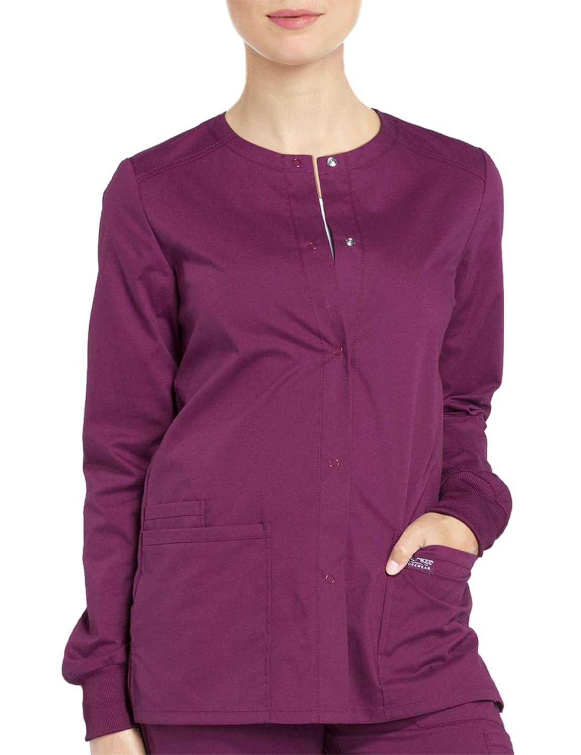 Cherokee Women Warm Up Scrubs Jacket Workwear Professionals Snap Front WW340