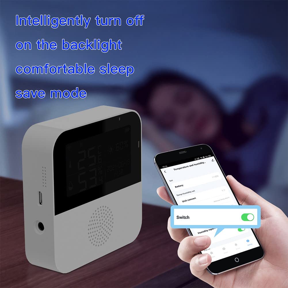 DAZZLEEX Capteur d'humidité de température WiFi Intelligent avec sonde Externe, pour Moniteur d'humidité de température pour Tuya avec Ligne de sonde