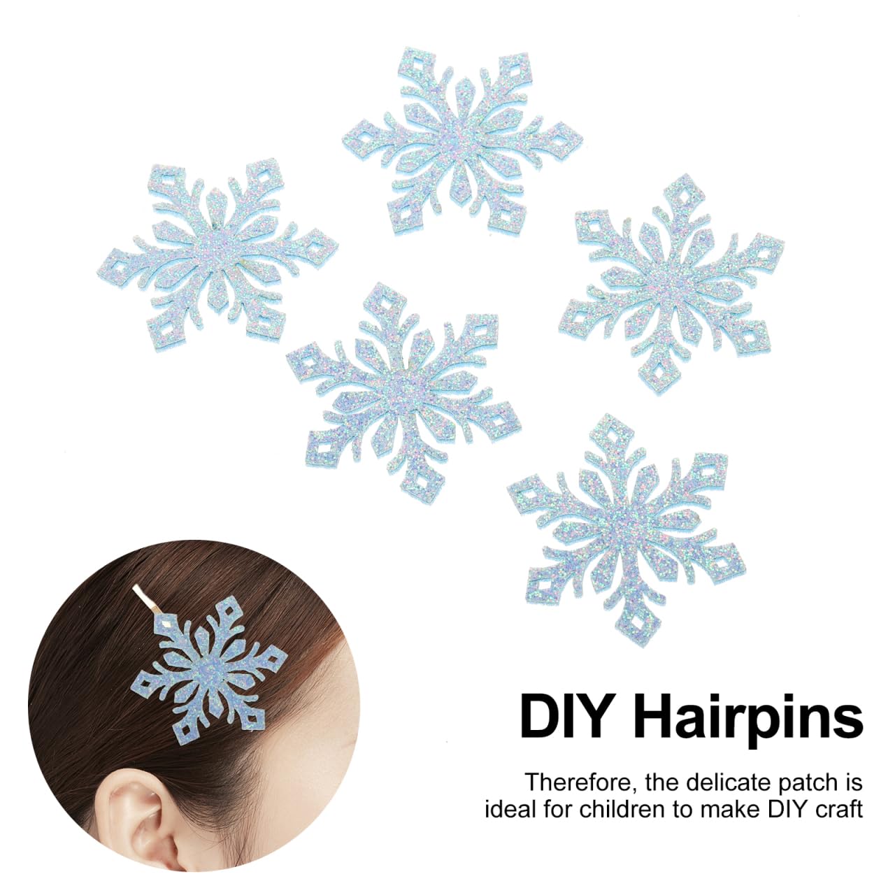 EXCEART 30pcs Snowflake Glitter Patches - Iron-On Appliques For DIY Hair Clips, Clothes, Hats & Crafts - View #9
