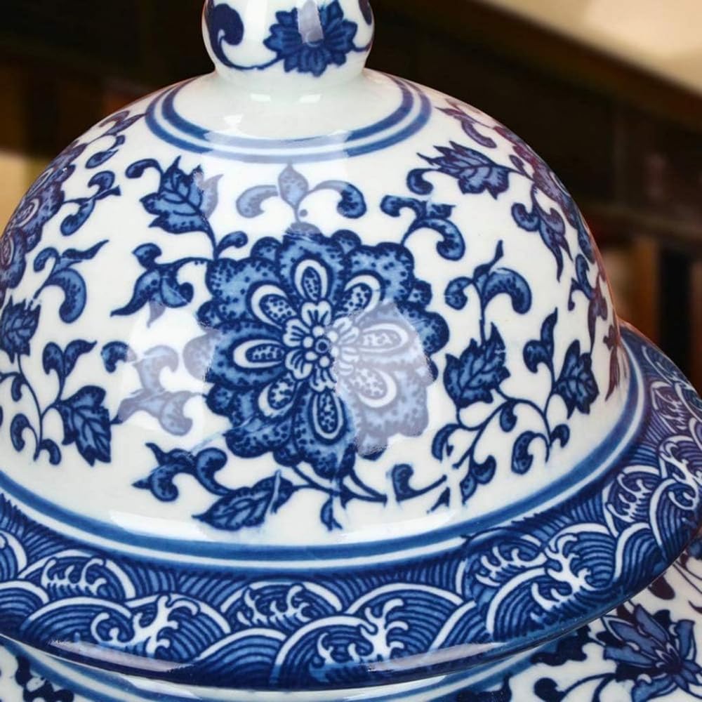Vaso in ceramica blu, fiore DecoionLarge vasi da pavimento, vasi da fiori per vivere vasi in Cina Vaso in ceramica animale Decorazione in ceramica cinese Vaso in ceramica cinese Vaso blu e bianco Vaso