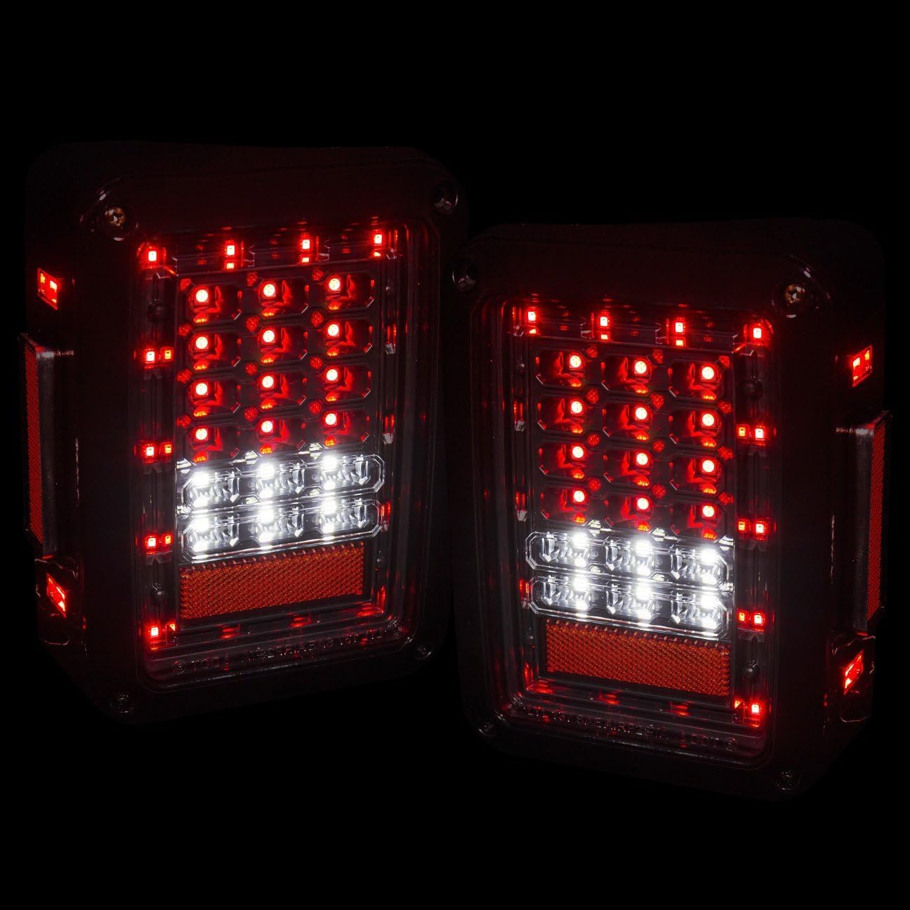 AJP Distributors Black Housing Clear Lens LED Tail Lights Brake Stop Signal Reverse Lamps Assembly Compatible/Replacement For Wrangler JK 2007 2008 2009 2010 2011 2012 2013 2014 2015 2016 2017 2018