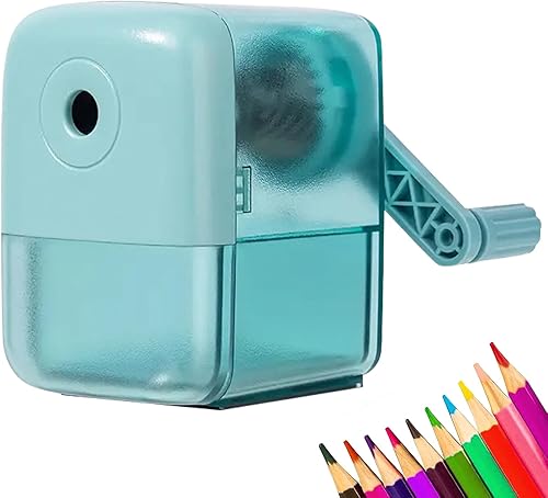 Miniatura 9 de ZQS Sacapuntas manual, lápiz de manivela de entrada automática, para lápices de 0.272-0.315 in y lápices de colores, para niños, estudiantes, aula,