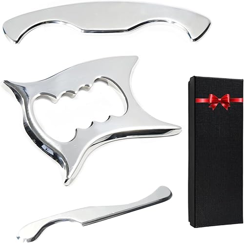 LONGEST Raspador corporal Masaje muscular Cicatriz Movilización IASTM Herramientas Fisioterapia Acero Inoxidable Gua Sha Set de Regalo Ideal para