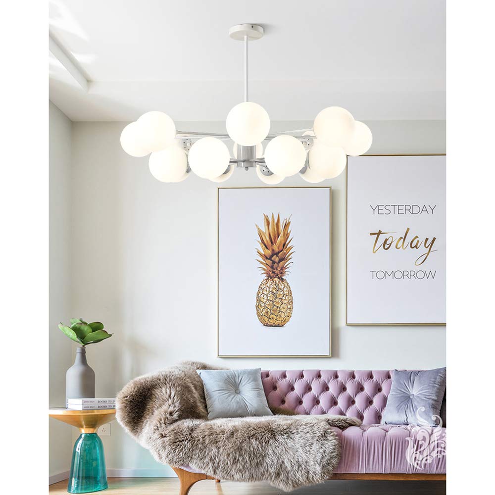 CZYLJLK Magic Bean Molecular,LED Sputnik Pendant Light Postmodern Nordic Creative Hanging Lamp Living Room Bedroom Restaurant Lamp,White+WhiteLight-16Heads