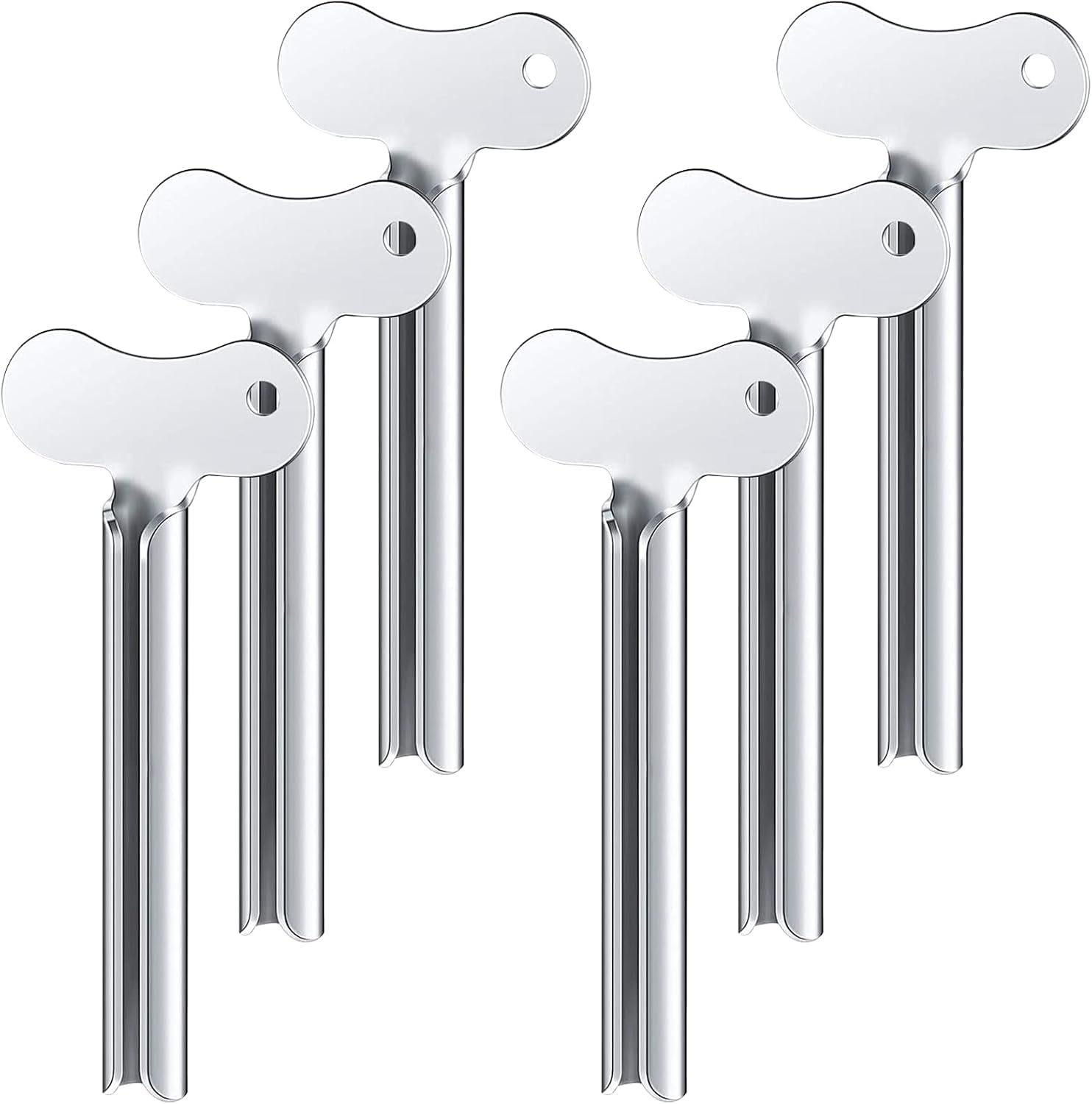 Toothpaste Squeezer, 6pcs Metal Tube Squeezer Key Stainless Steel Toothpaste Roller Tube Wringer for Paint, Cream, Cosmetic and Hair Dye