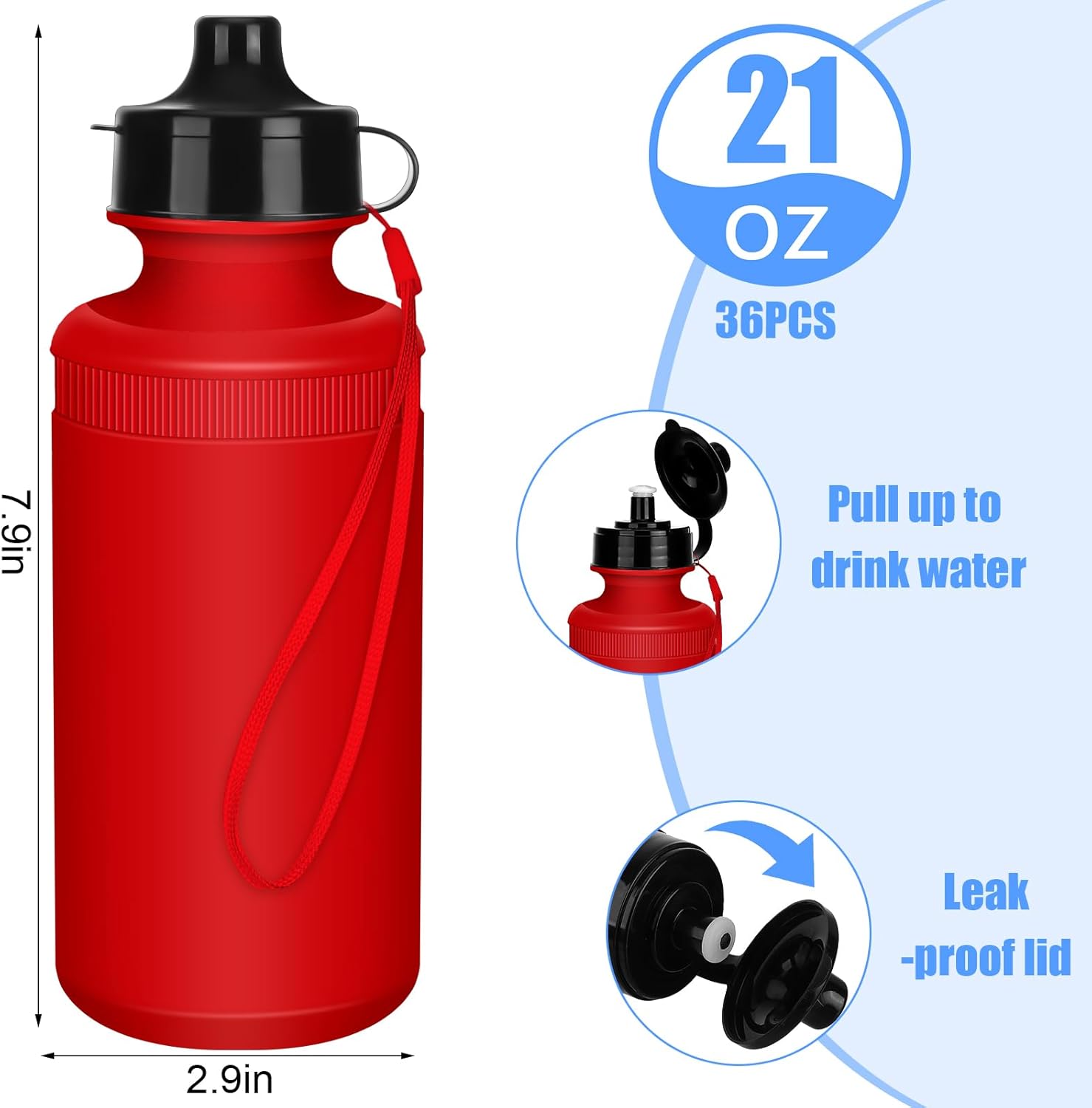Zubebe 36 Pcs Sports Water Bottles Bulk Squeeze Reusable Bpa-free Plastic Water Bottles End of the Year Gifts Summer Gifts for Students Travel Hiking Cycling Sport Event Team Gift - Image 2