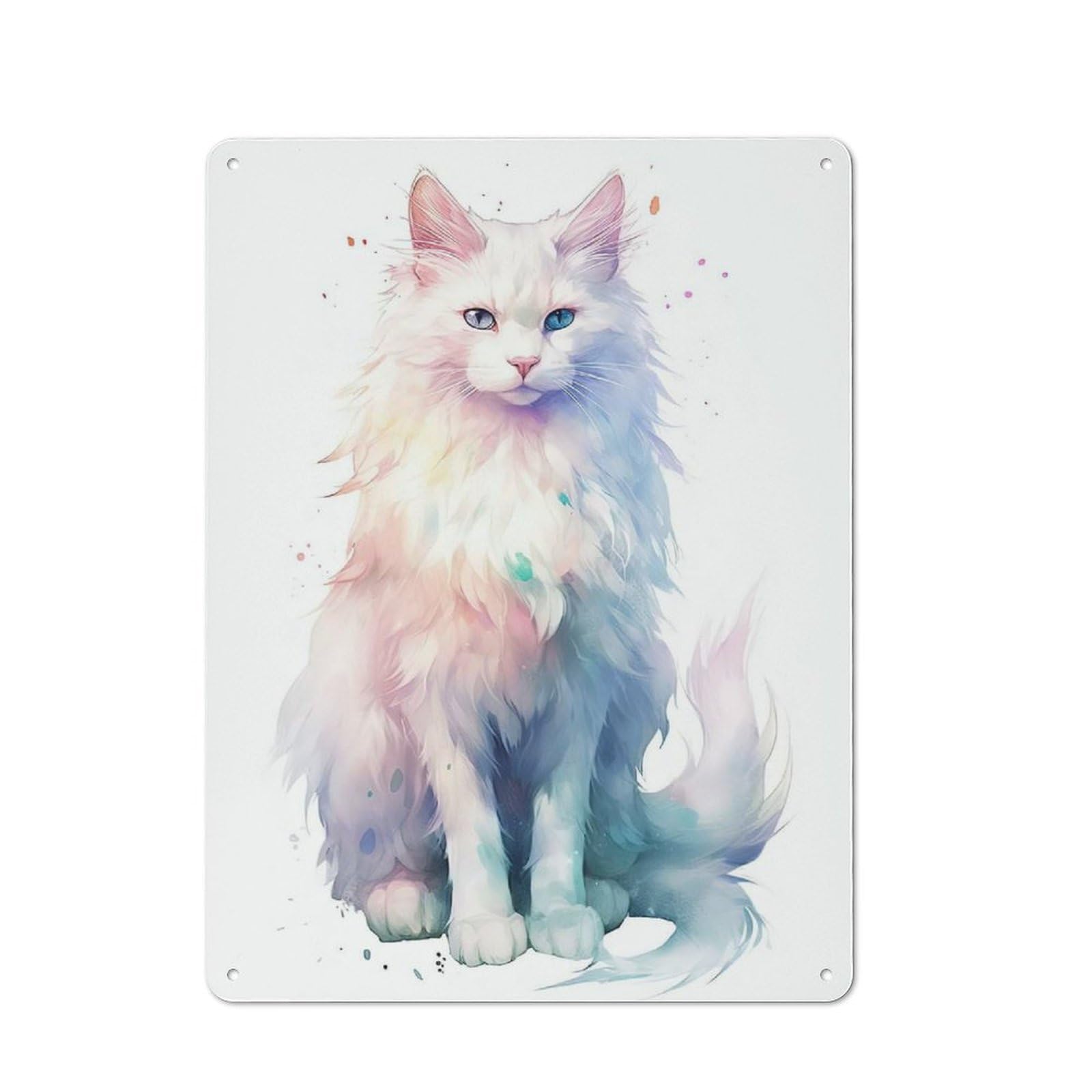 Junmoney Style-4 Watercolor Turkish Angora Retro Metal Wall Sign 40X30cm For Café Or Home Bar, For Home Bar Enthusiasts, For Retro Home Interiors
