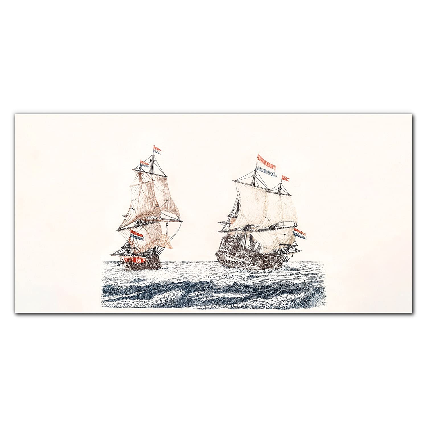 Waves Sea Ships crédence de cuisine dosseret en verre trempé 100x50cm adhésive murale