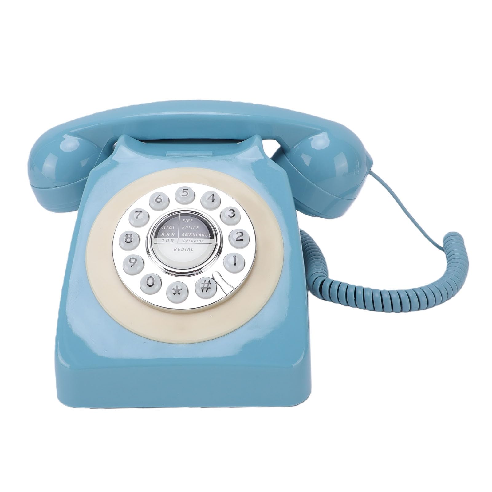 Karlak Zabytkowy Telefon Klasyczny Telefon Domowy z Przyciskami Ponownego Wybierania Złącze RJ11, Uniwersalna kompatybilność, Zabezpieczenie Przed awarią Zasilania dla Dziadków (Niebieski)