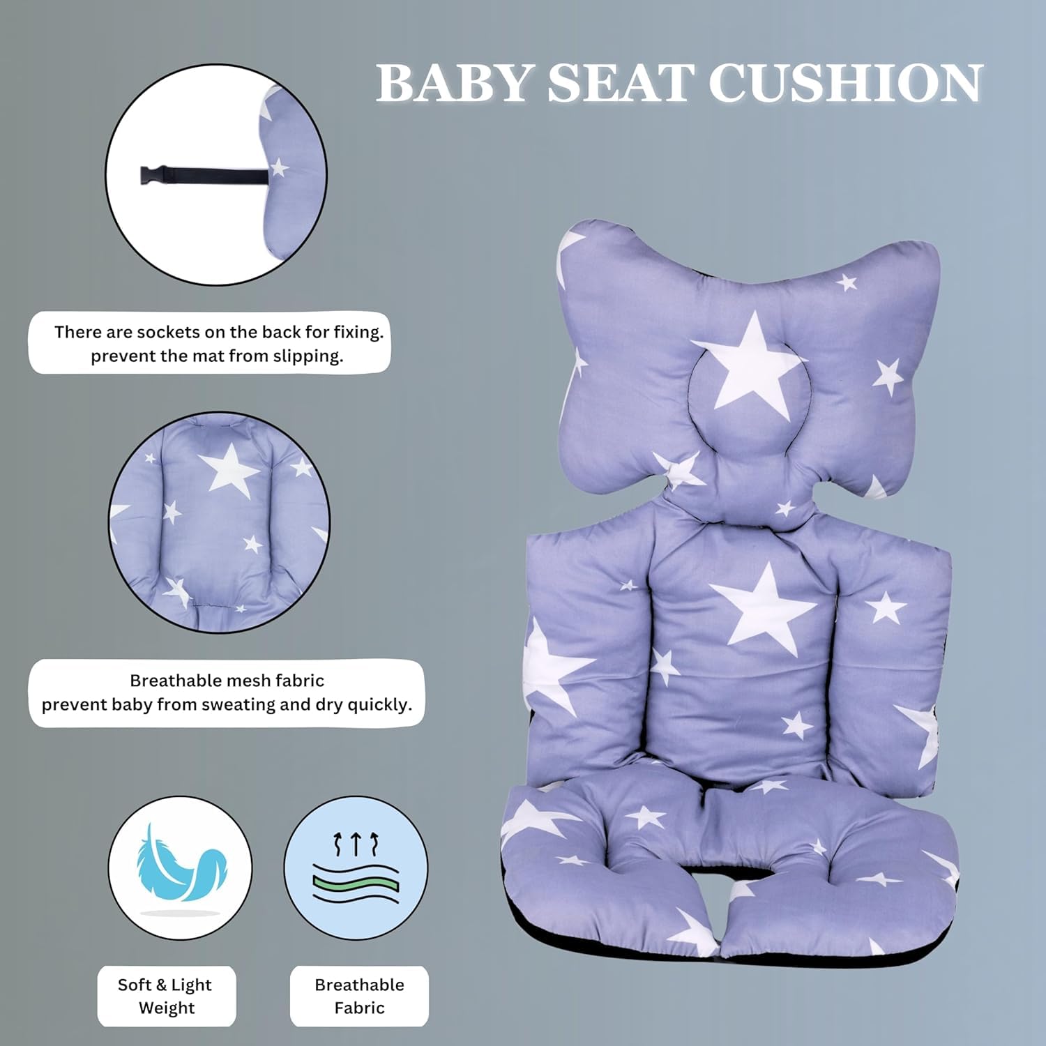 Vedhak Baby Stroller seat Liner inflateble and Comfortable Baby Liner Double Side usable and Breathable Liner 2