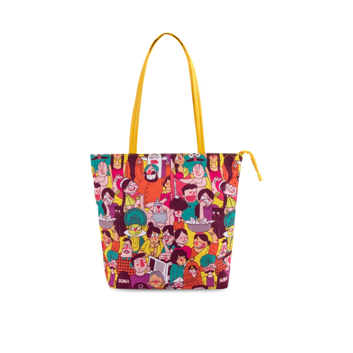 Chumbak Teal Colorful Faces of India Tote Bag - Yellow (B00V9WNX2U) Amazon Price History, Amazon Price Tracker