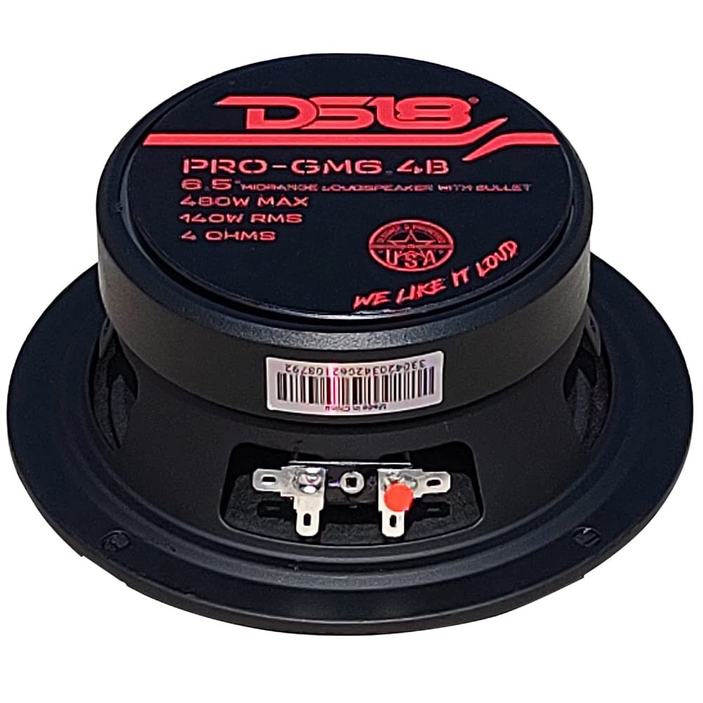 1 MIDRANGE Compatible con DS18 Pro-GM6.4B Altavoz de 16,5 cm 165 mm 6,5" de diámetro 140 Watt rms y 480 Watt MAX 4 Ohm sensibilidad 95 db + Sticker Gratis, 1 Pieza