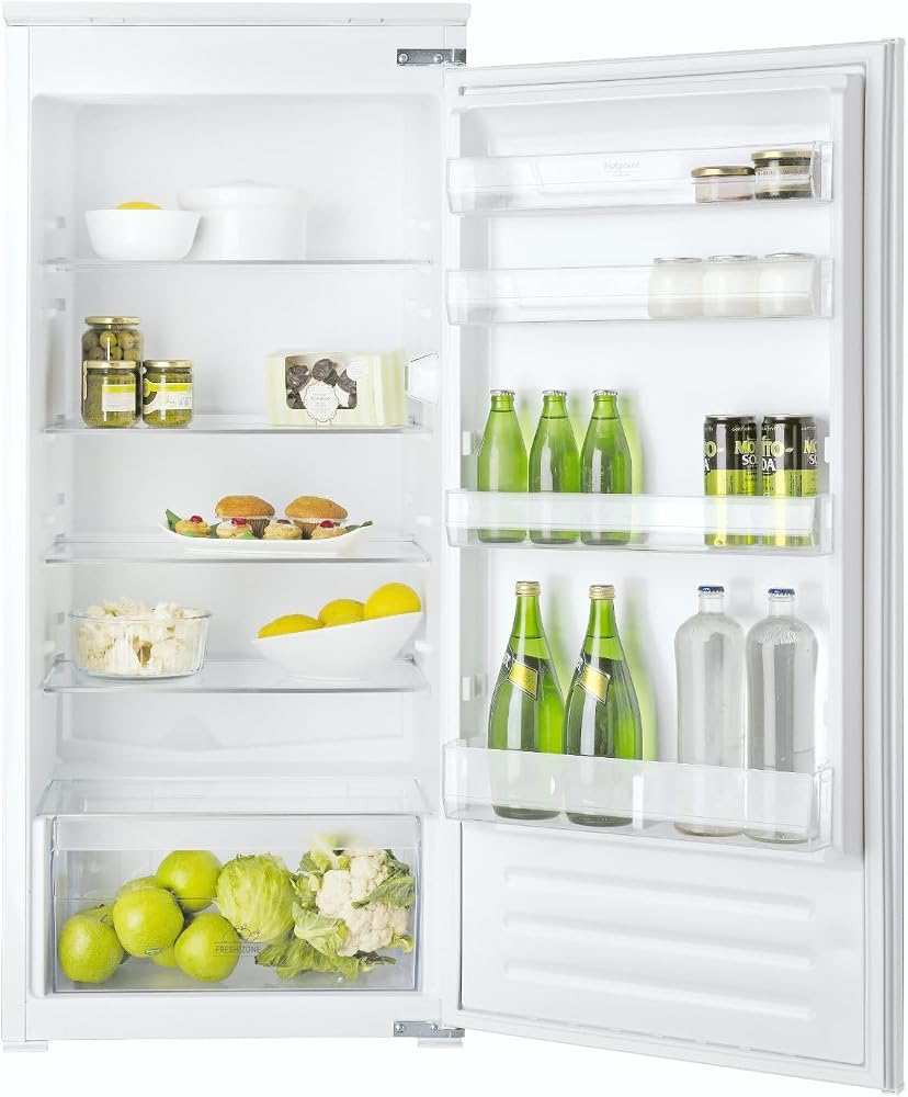Hotpoint - S12A1DHA2FR Réfrigérateur 1 Porte Encastrable 209L - No Frost, Fresh Zone, Silencieux 35 dB - H 122 x L 54 x P 54,5 cm - Classe Énergétique E - Inox