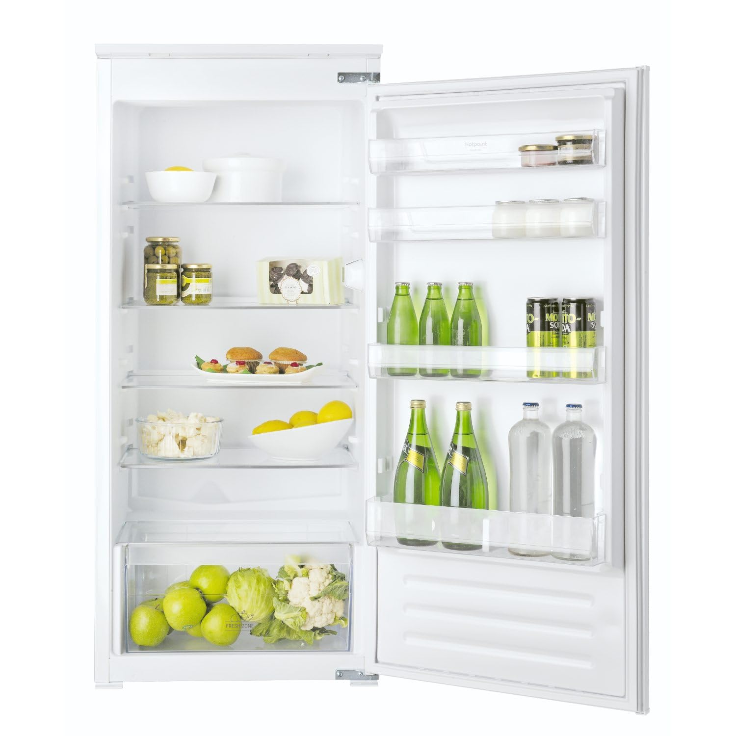 Hotpoint - S12A1DHA2FR Réfrigérateur 1 Porte Encastrable 209L - No Frost, Fresh Zone, Silencieux 35 dB - H 122 x L 54 x P 54,5 cm - Classe Énergétique E - Inox