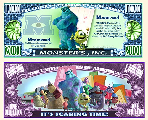 Anime Source Monsters, Inc. Animated Film Sullivan Monster Commemorative Novelty Million Bill with Semi Rigid Protector