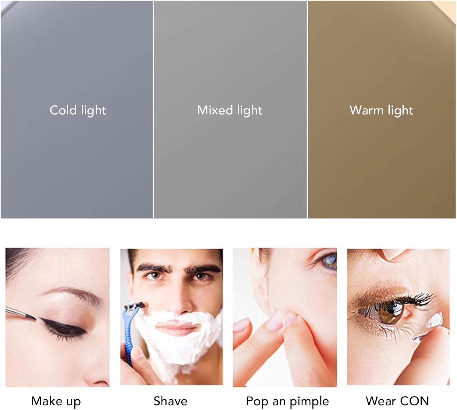 1X 5X Magnifying Mirror, Portable Vanity Mirror, LED Lighted Makeup Mirror with Folding Handle & Adjustable Brightness for Dorm Bedroom Bathroom Travel and Business Trip