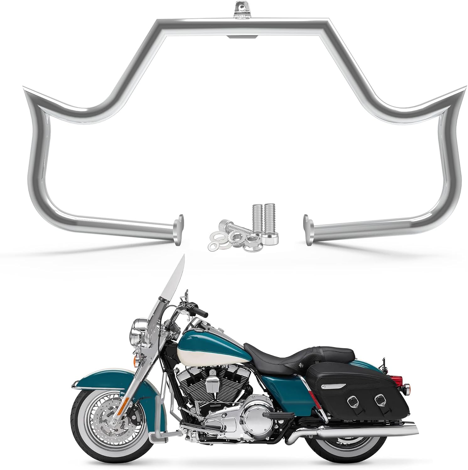 Engine Guard Highway Crash Bar for Harley Davidson Touring Road Glide Road King Street Glide Electra Glide CVO and Trike Models 2009-2025 2026 (Chrome)