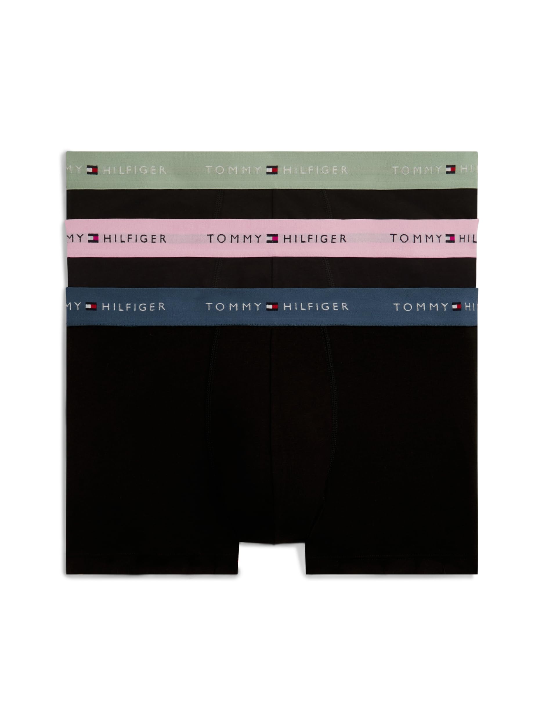 Tommy Hilfiger Men's Mint Pink Blue 3-Pack Logo Waistband Trunks - Mint/Pink/Blue  33/32/32/5/5.5/6.5/7/6/7.5 M