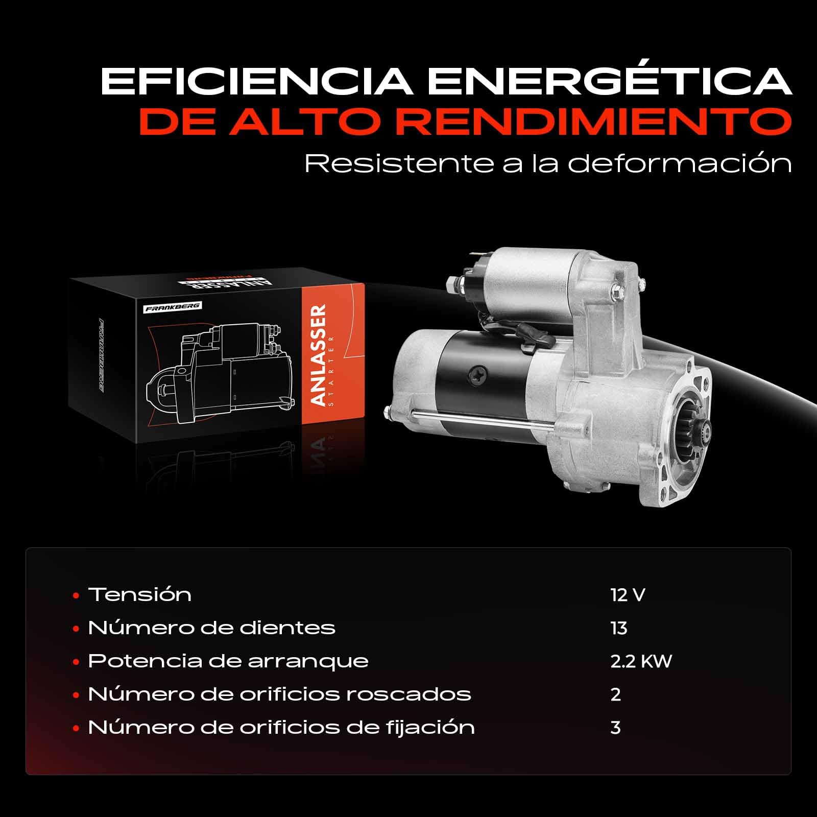 Frankberg Motor de arranque 22 kW 12 V 13 dientes 30897 M2T61171 | Compatible con: Chasis/Plataforma H-1, Pregio Bus, Caja H-1 A1, Puntos de vida de Terracan, Pajero II V2W V3W V4W V5W
