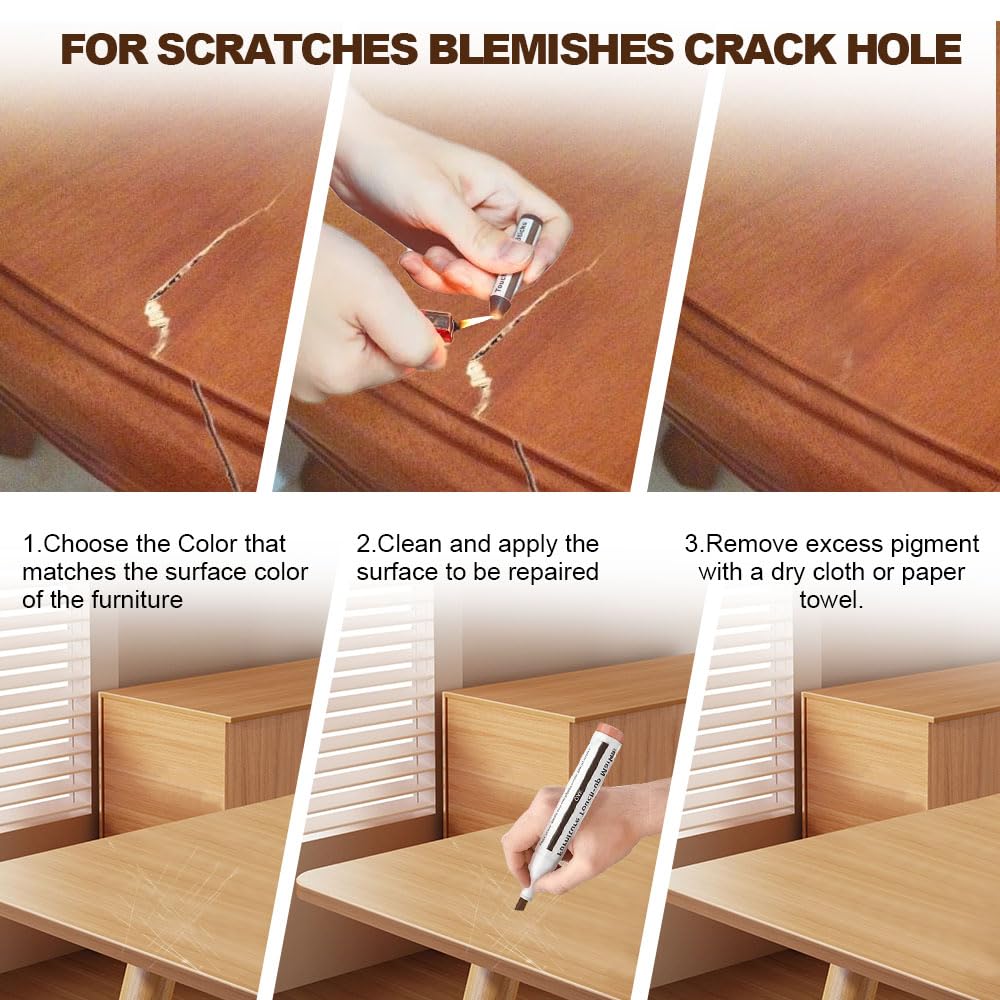 Katzco Furniture Repair Kit Wood Markers - Set Of 34 - Markers And Wax Sticks With Sharpener - For Stains, Scratches, Floors, Tables, Desks, Carpenters, Bedposts, Touch-Ups, Cover-Ups - Walmart Supplies - View #2