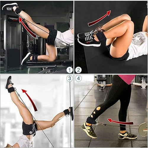 Miniatura 7 de Correas de tobillo, bandas de resistencia para el tobillo, muñequeras, correas acolchadas, correas ajustables, anillo en D para máquina de cable,