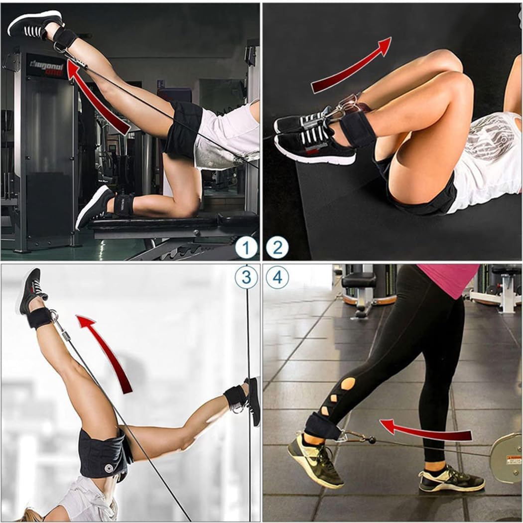 Fitcozi Ankle Straps Ankle Resistance Bands Adjustable Straps Padded Straps Adjustable Fitness Leg Kickback D-Ring for Cable Machine Gym Foot Leg Training Training Support 1 Pair gallery image
