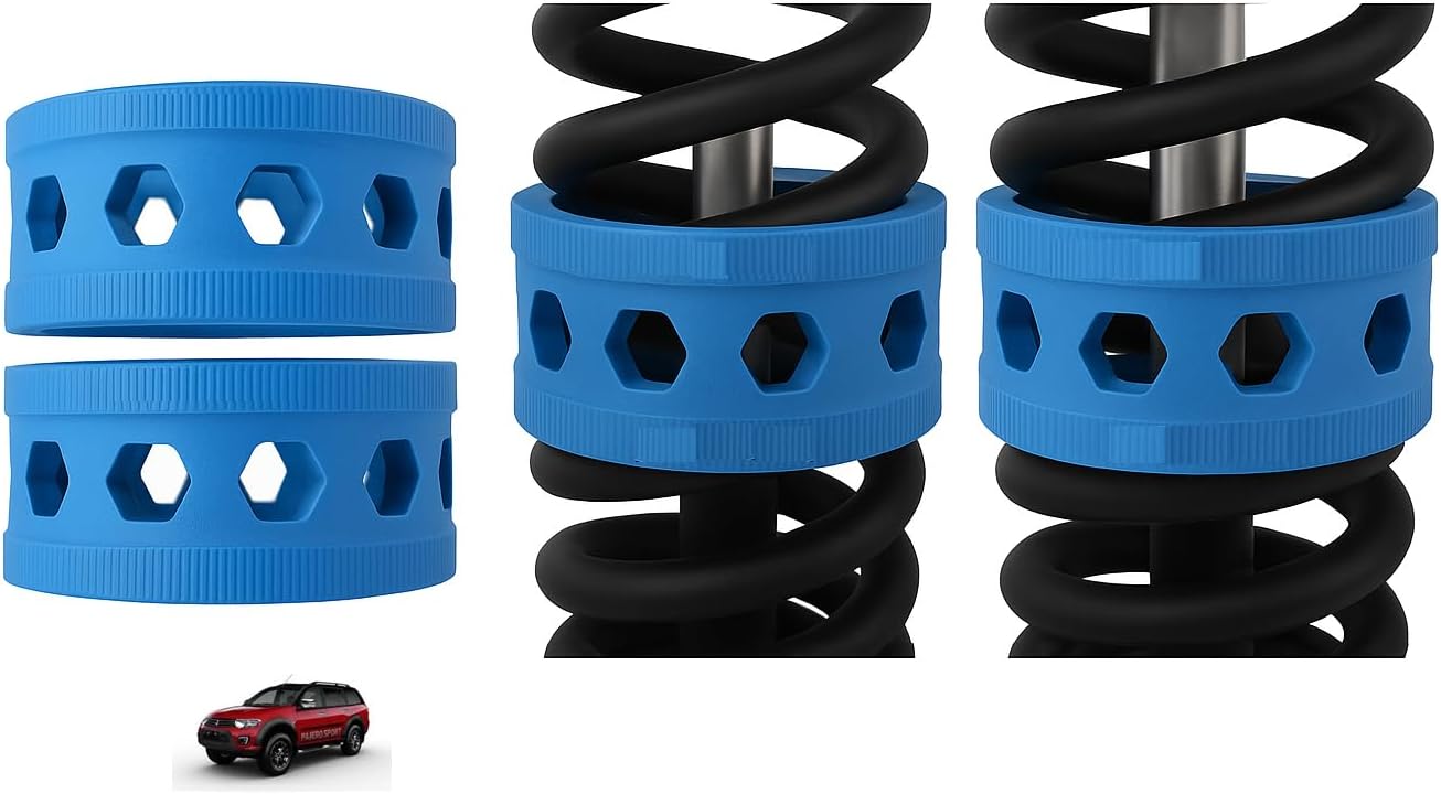 POWER X Front Coil Spring Rubber Buffer Kit for Pajero Sport | Size D | Increases Car Height & Ground Clearance | Shock Absorber & Suspension Stabilizer Cushion | Heavy Duty TPE Material