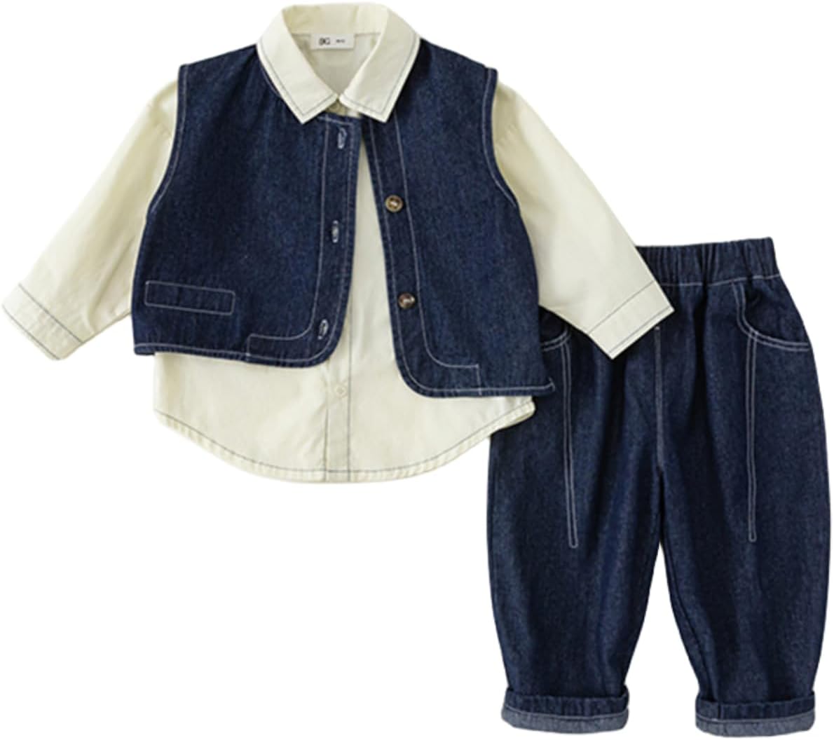 Baby Boy Gentleman Shirt Jacket Jeans Set Toddler Pants Clothing 3 Pieces