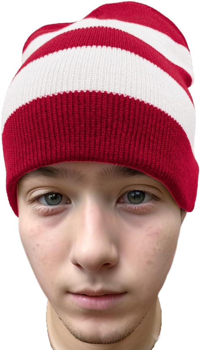 COUVER Striped Knit Warm Beanie with or Without Pom Pom Winter Hats