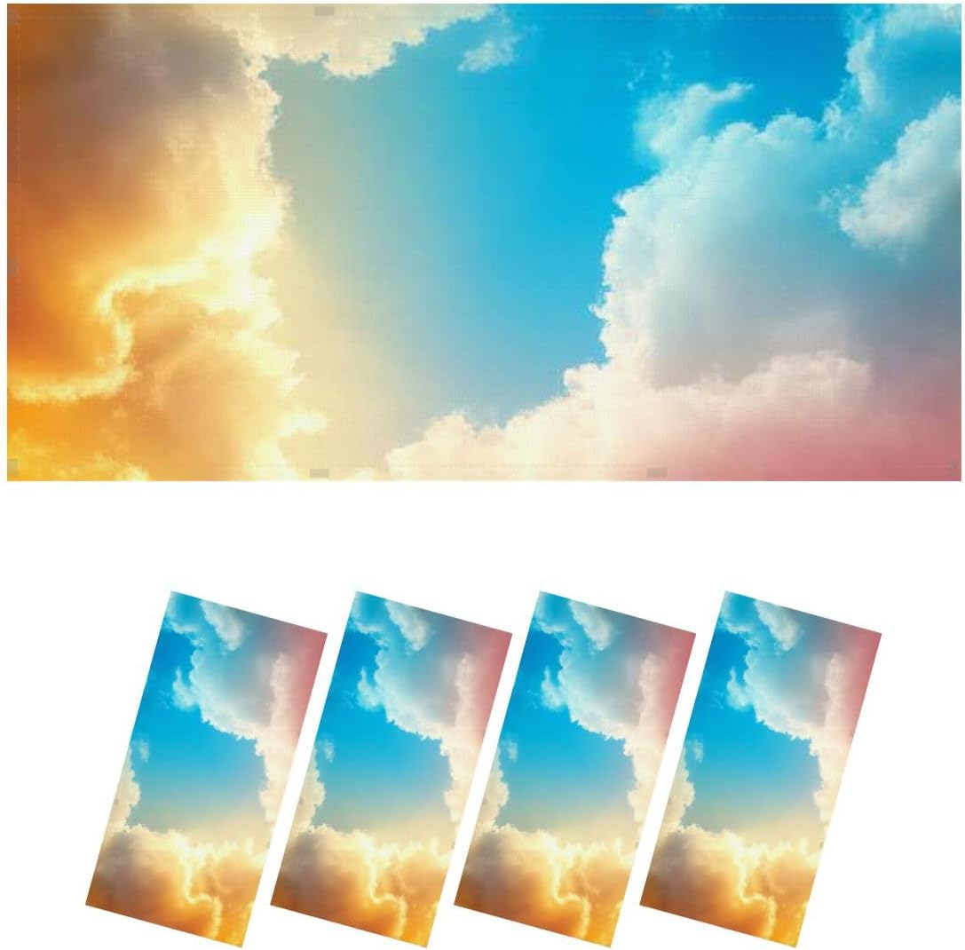 Fluorescent Light Covers for Ceiling Lights Cloud Sky Pastel Abstract Blurred Soft yollow Sweet Easy to Install Magnetic Light Filter for Classroom Office Hospitals School Home Decor