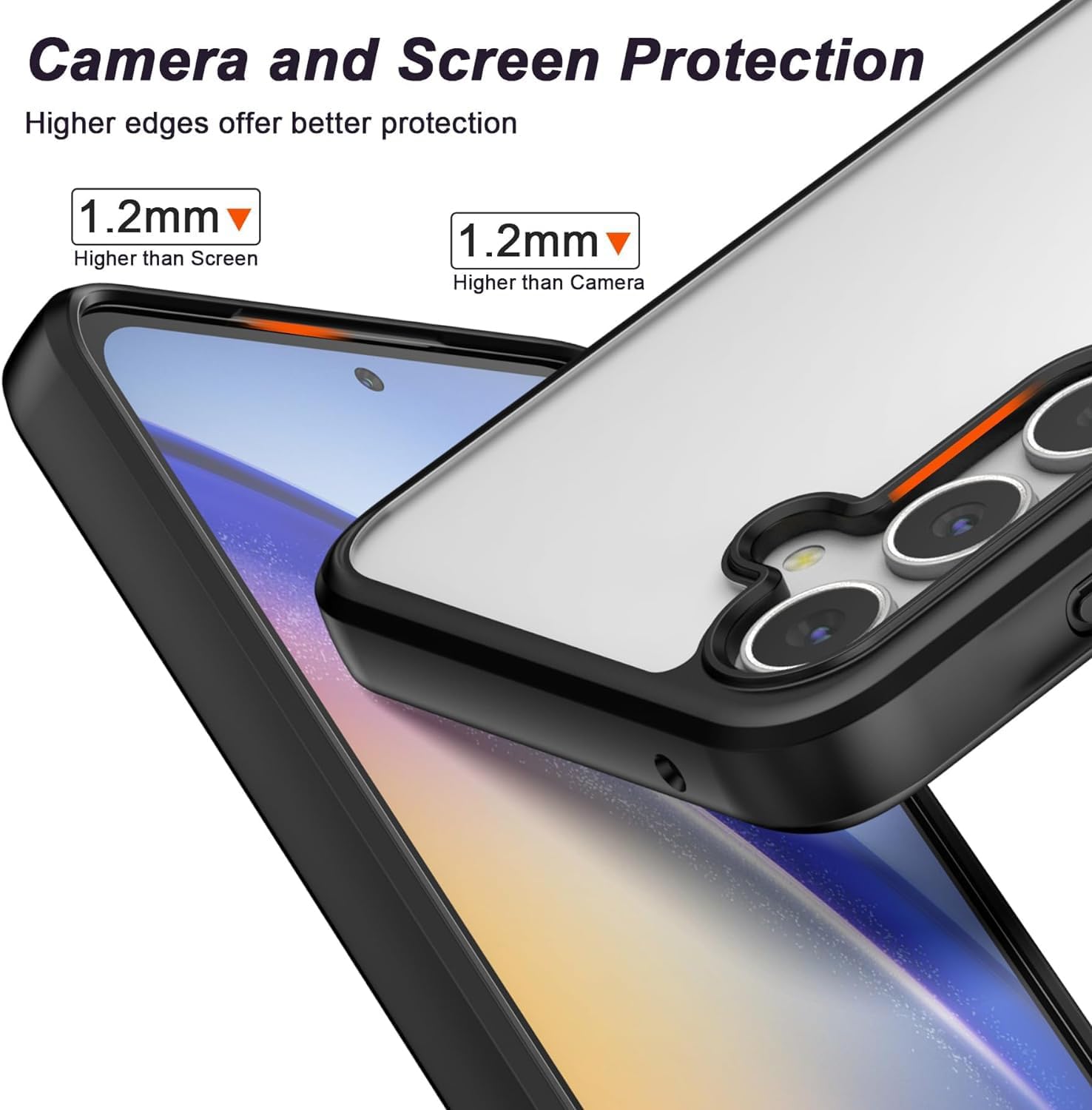 Dl3 Mobilak Case for Samsung Galaxy A55, Crystal Clear [Not Yellowing] [Military Grade Drop Protection] Shockproof Protective Slim Cover Black