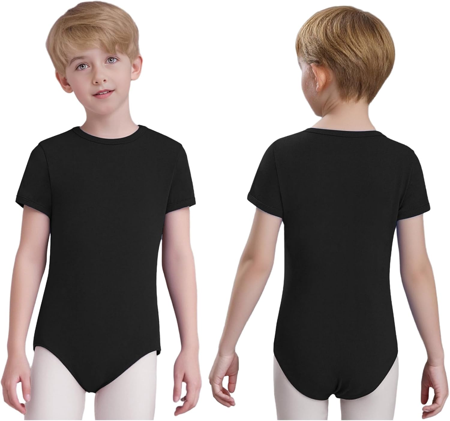 JEYPINMI Boys Latin Dance Bodysuit Short Sleeve Romper Shirts Gymnastics Leotards Figure Ice Skating Jumpsuit