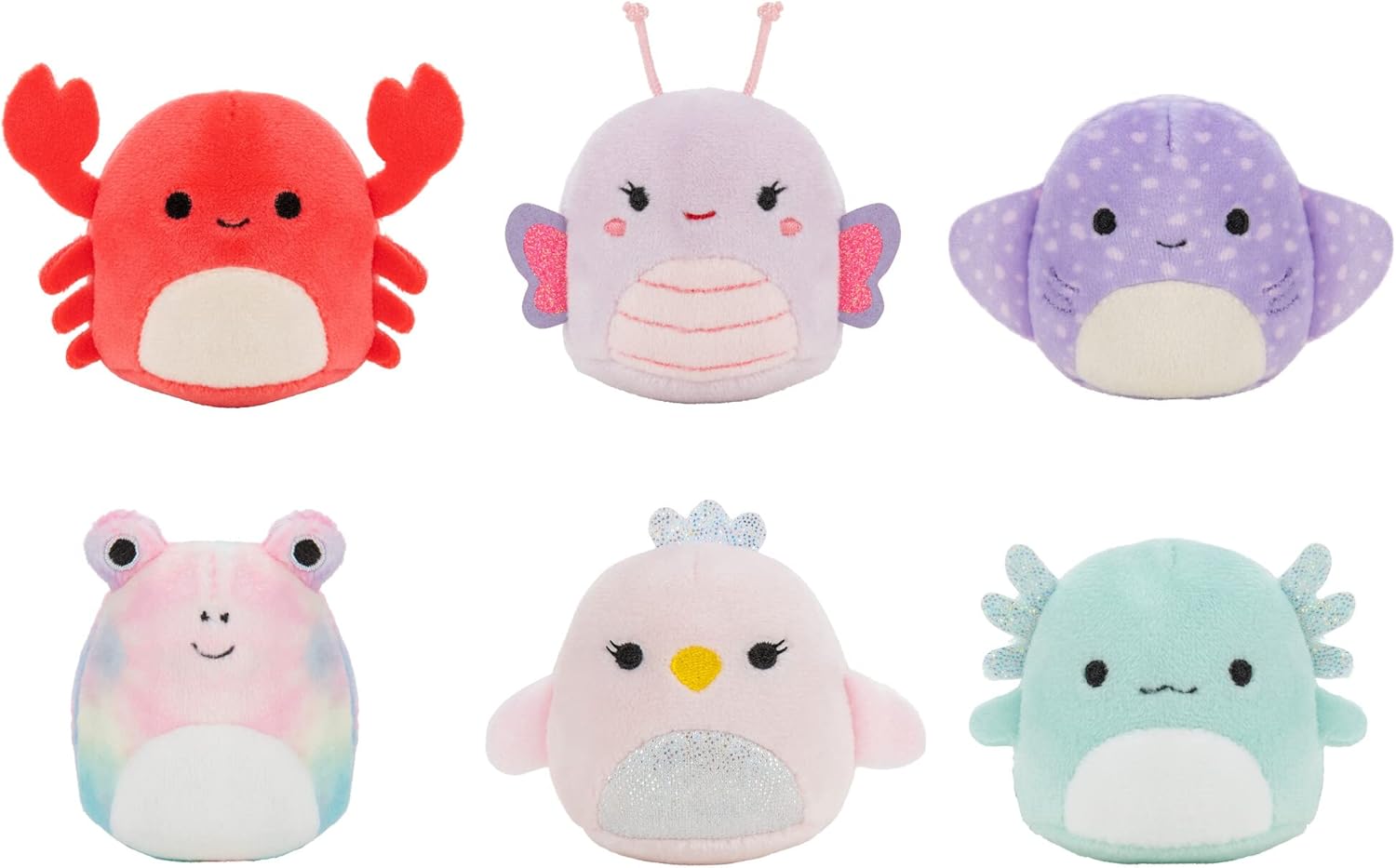 Squishville by Original Squishmallows Summer Squad - 2-Inch Anastasia, Aziza, Brenda, Suneetha, Carlito, & Carlos Plush - Toys for Kids