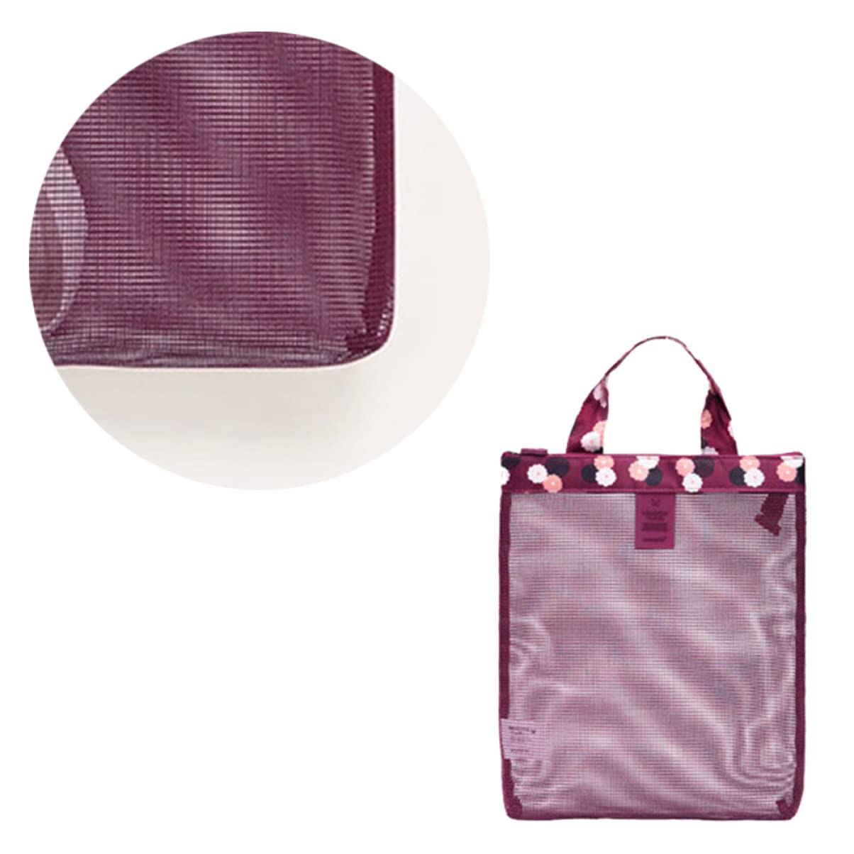 Zerodeko 3piezas Bolsa De Playa De Malla Para Natación y Actividades Familiares Resistente Al Agua Para Recoger Juguetes y Rojo Vino Flores Para Piscina Camping y Viajes
