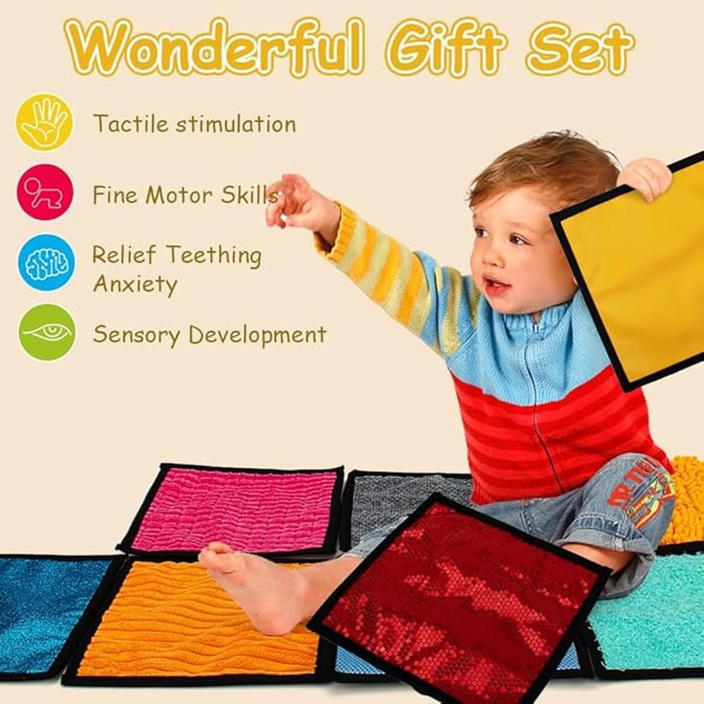 Prodotti sensoriali tra cui 16 diversi tappetini sensoriali | i bambini con caratteristiche antiscivolo che offrono divertimento e sicurezza durante le attività Giocattoli per bambini